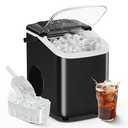 Countertop Portable Ice Maker Machine – 26 lbs/24H Bullet Ice Maker with LCD Control Display, Self-Cleaning Function, Ice Scoop & Basket for Home Kitchen, Office, Bar & RV – Stainless Steel