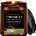 Citronella Candle, Indoor Outdoor Lemongrass Scented CandleNatural Soy Wax Jar Candle, 50-Hour Burn Time, 7 oz