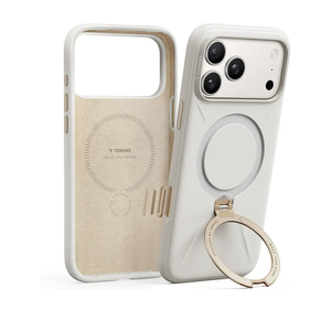 TORRAS Q3 Silicone 360 Spin for iPhone 17 Pro Case with Stand, Fit for MagSafe, Magnetic Ring Kickstand with Camera Control, Liquid Silicone Rubber Soft Phone Case for iPhone 17 Pro 6.3'', Light Ivory