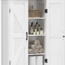 43.3" H Farmhouse Bathroom Storage Cabinet with Adjustable Shelves, 11.8"D x 23.6"W x 43.3"H
