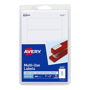 Set: Avery Multi-Use Removable Labels, 1" x 3", Print or Write ID Labels, White, 250 Total 
Avery Removable Color Coding Labels, Rectangular, Assorted Colors 
Post-it Super Sticky Notes, 3 in. x 8 in. 
HY-KO Products 40637 - Garage Sale Pricing Kit V