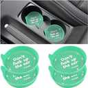 Mandark 4PCS Bling Car Cup Coaster, 2.75 Inch Anti-Slip Crystal Rhinestone Vehicle Cup Holder Insert Mat, Silicone Diamond Automotive Interior Drink Coasters Decor Accessories, Universal Fit (Green)