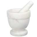 Creative Home Handcrafted 4 inch Mortar and Pestle Solid Marble Grinder for Spices and Herbs Artisan Carved from Yushan Marble Elegant and Durable for Everyday Cooking, 4 Diam. x 4 H Inch