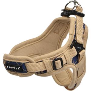 Puppia Corwin Dog Harness X Fashionable Checkered Pattern Spring Summer Harness for Small and Medium Dogs, Navy, X-Large