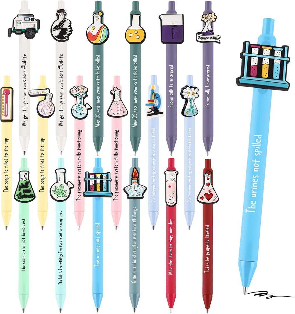 Sayglossy 24 Pcs Lab Week 2026 Science Gifts Black Ink Retractable Ballpoint Pens Science Birthday Party Decorations Chemistry Laboratory Gifts