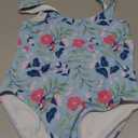 Real Essentials Girl's Surf UPF 50+ Printed One Piece Beach Swimsuit - Swimwear for Girls XL