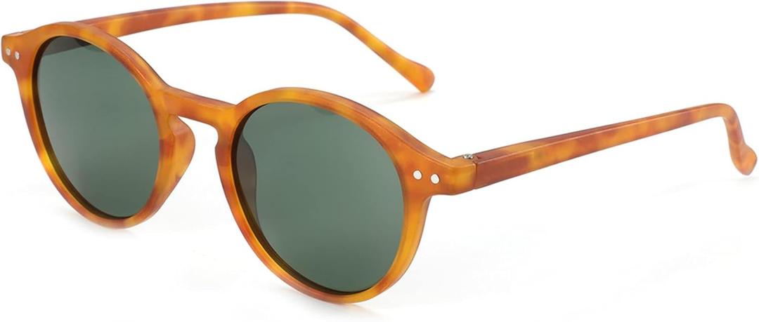 ZENOTTIC Polarized Round Sunglasses, Stylish Sunglasses for Men and Women Retro Classic, Multi-Style Selection (Brown Demi/Green)
