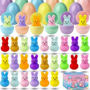 24 Pack Prefilled Easter Eggs with Bunny Mochi Squishy Toys, Filled Easter Eggs for Kids, Easter Basket Stuffers, Squishy Toy Eggs, Party Favors, Birthday Gift, Classroom Exchange