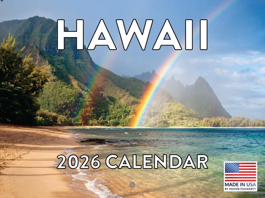 2 x Hawaii Calendar 2026 Hawaiian Tropical Gifts Beach Maui Kauai Wall 12 Month Monthly HI Scenic Souvenirs Hawaiian Themed Gifts | American Made In The USA