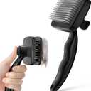 Pecute Self-Cleaning Slicker Brush for Dogs, Cats, Lightweight Dog Brush for Shedding Massaging Grooming, Cat Brush Gently Removes Loose Fur Undercoat for Small Dogs Cats Rabbits of All Hair Types (Medium, Black)