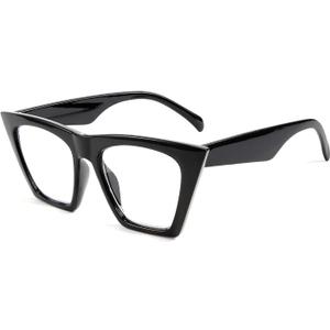 FEISEDY Square Cat Eye Reading Glasses Blue Light Blocking Women Fashion Cateye Reader Anti Glare Digital Eyestrain B2604 (Black)