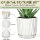 10 Inch Ceramic Planter Pot with Saucer Drainage Leak-Proof Mesh,Flower Pots for Indoor Plants with Gardening Gloves,Ceramic Planter(Waxen White)