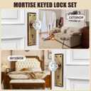 Mortise Lock Set Interior Door, Crystal Glass Door Knobs with Lock and Skeleton Key, Old Door Knob Replacement, Vintage Antique Door Handle, Vintage Brass Finish