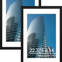 PEALSN 22.375 x 34 Poster Frame Set of 2, Display Pictures 20 x 30 with Mat or 22.375 x 34 Without Mat, Poster Frames 22.375 x 34 inches for Wall Mounting Display, Black