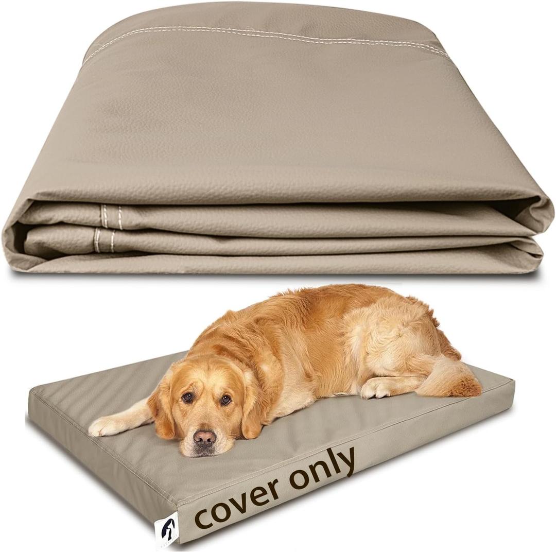 Zippered Faux Leather Dog Crate Cover Waterproof, Hairproof Wipeable, Easy-Clean Washable Pet Bed Liner