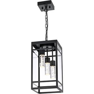 Outdoor LED Pendant Light Fixtures for Porch,3 Lights 5CCT Outdoor Pendant Light,Black LED Integrated Bulbs Hanging Lantern,Farmhouse Exterior Ceiling Light for Patio,Foyer,Entryway,Hallway