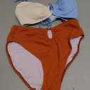 Blooming Jelly Womens Bikini Sets High Waisted Two Piece Swimsuit U Ring Linked Textured Sexy High Cut Swim Bathing Suit M