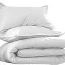 EcoPure Martex Comfort Wash 3-Piece Solid Full/Queen Comforter Set  100% Organic Cotton - All-Season - Breathable & Lightweight  Easy Care - White