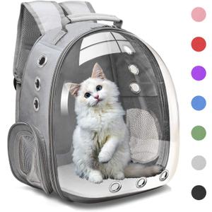 Henkelion Bubble Carrying Bag for Small Medium dogs Cats, Space Capsule Pet Hiking backpack, Airline Approved Travel carrier - Grey