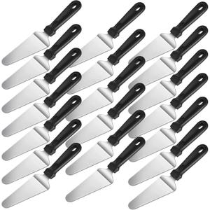 20 Pcs Pizza Spatula Bulk Pie Server Pie Cutter Cake Cutter Stainless Steel Cake Serving Spatula Non Slip Easy to Grip Baking Triangular Spade Plastic Handle Shovel for Desserts Pizza Pie Cake
