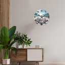 XNM 16 Inch Large Wall Clocks Battery Operated Coastal Shell Glass Clocks for Living Room Decor Blue Silent Wall Clock No Ticking