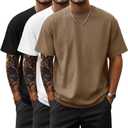 Ficerd 3 Pack Men's Big and Tall Raglan Short Sleeve T-Shirts, Side Split Summer Crewneck Lightweight Soft Basic Tees Shirts (XL)