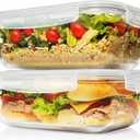 8 Cups/ 63 Oz 4 Piece (2 containers + 2 Lids) Large Glass Food Storage/ Baking Containers with Locking Lids . Ideal for Storing food, vegetables or fruits. BPA Free & Leak Proof -Microwave, Oven Safe