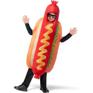 Spooktacular Creations Kids Inflatable Costume, Full Body Air Blow Up Hotdog Costume, Hotdog Inflatable Costumes for Halloween Costume Dress Up Food Themed Parties Multicolor