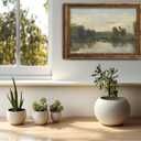 Vintage Gold Framed Landscape Wall Art Vintage River Painting Canvas Prints Landscape Wall Decor Countryside Painting Style Poster Print Artwork for Living Room Bedroom Home Decoration