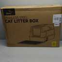 L8 Max-XXXL Stainless Steel Litter Box with Lid, 28" L x 20.5" W x 17.4" H Large Cat Litter Box for Big Cats, Cat Litter Deodorizer Included, High Sided Enclosure with Scoop & Mat, Anti-Leakage-Black