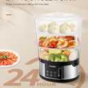 FOHERE Food Steamer for Cooking,13.7QT Vegetable Steamer with Stackable 3 Tiers BPA-Free Baskets,800W Electric Steamer Pot 60-Minute Timer, 24H Delay Start Timer for Veggies Seafood Rice
