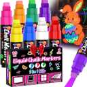 8 UV Neon Chalk Markers Glow in the Dark under Blacklight, Jumbo Liquid Chalk Markers Erasable 10mm 3 In 1 Nib, Fluorescent Paint Pens For Car Window Glass Blackboard Poster Painting DIY Craft