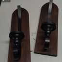 Wall Candle Sconces Set of Two, Brown Wall Mounted Metal and Wooden Wall Candle Holders, Farmhouse Candle Sconces for Bedroom, Fireplace
