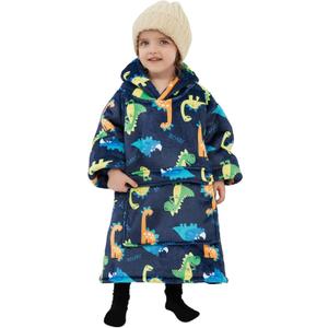 KFUBUO Dinosaur Wearable Blanket Hoodie for Kids Toddlers Sherpa Blanket Sweatshirt with Pocket 2-6 Year Old Boys&Girls Birthday Gifts