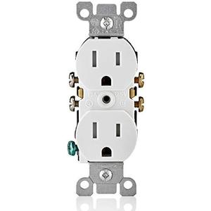 Leviton 15 Amp 125 Volt Tamper Resistant Duplex Receptacle, 10 Pack, T5320-WMP, White