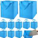 NERUB Set of 10 Reusable Grocery Bags Heavy Duty Shopping Bags Large Grocery Totes with Reinforced Bottom Super Sturdy Handles Washable, Blue