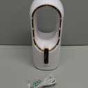 Bladeless Desk Fan, 11.8 Inch Small Rechargeable Fan, Quiet Office Fan, 3 Speeds, Touch Control, Easy to Clean, Desk Fan Small Quiet, Ideal for Home, Office, Travel (White/Gold, With Battery)