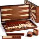 Handcrafted Wooden Backgammon Set - 16" Large Board Game with Oversized Pieces - Classic 2-Player Strategy Game Perfect for Adults & Kids