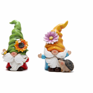 Hodao Set of 2 Spring Gnome Decorations Flower Gnomes Ornaments Decor Summer Outdoor Figurines Spring Elves for Porch, Garden Yard, Flower Bed Garden Gifts for Women, Mom
