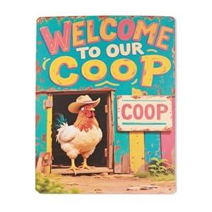 Chicken Coop Accessories Funny Chicken Coop Signs Decor For Farmhouse Farm Kicthen Welcome To Our Coop 8x12 Inches (C, 1PCS)