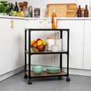 Mind Reader 3 Tier Multipurpose Rolling Cart, Home Storage, Bar Cart, Microwave Stand, Utility Organizer, Metal, MDF, Brown, 23"L x 12"W x 29.5"H