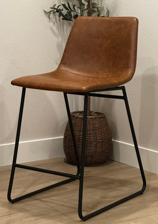 Flash Furniture Light Brown 24.0-in H Counter height Metal Bar Stool 