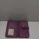 FALAN MULE Women Leather Wallet Large Capacity Bifold RFID Blocking Card Holder with Zipper Coin Pocket (AJ-Deep Purple)