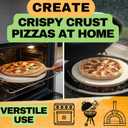 Large Pizza Stone for Oven 16 inch - Round Pizza Stone for Grill with Handles, Wood Pizza Peel and Cutter Set - Baking Stone for Bread - Pizza Making Kit Accessories - Gifts for Food Lovers