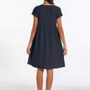 Women's Dress 2024 Casual Summer Cotton Dress with Pockets Short Sleeve Loose Midi Shirt Dress