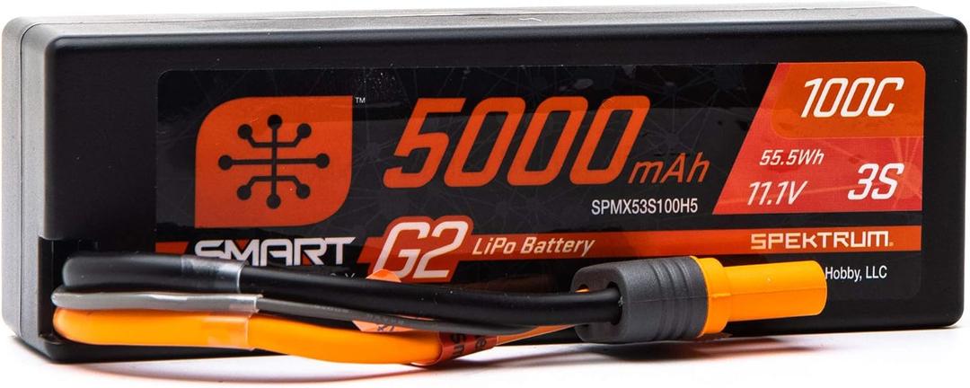 Spektrum 11.1V 5000mAh 3S 100C Smart G2 Hardcase LiPo Battery: IC5, SPMX53S100H5