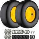 13x5.00-6 Tire, 13x5.00-6 Flat Free Tire and Wheel Zero Turn Mower Front Tires with 3/4", 5/8" and 1/2" Bearings, 4-6.2" Centered Hub, Compatible with Lawn Mower Garden Tractor - 2Pack