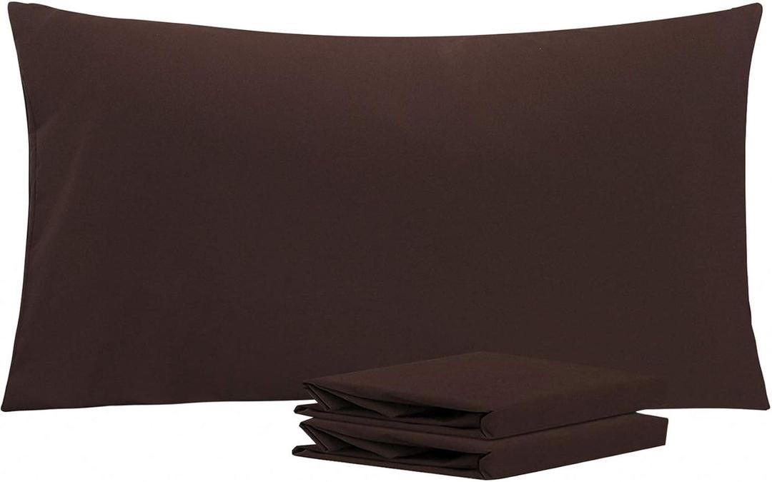 NTBAY King Pillowcase Set - 2 Pack Brushed Microfiber 20x40 Pillowcases - Soft, Wrinkle-Free, Fade-Resistant, Stain-Resistant, Dark Brown Pillowcases with Envelope Closure - 20x40 Inches, Dark Brown