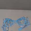 Lilosy Sexy Cute Push Up Strappy Embroidered Mesh Sheer Bra See Through Bra (Medium, Bow Light Blue)