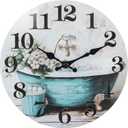 Silent Wall Clocks for Bathroom,Rustic Style Waterproof Glass Wall Clock for Bathroom Shower Pool (10 Inch,Blue)